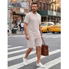 COOFANDY Men’s Cotton Waffle 2 Piece Outfits Casual Short Sleeve Shirts and Shorts Set Summer Jogging Tracksuit Lounge Sets(Beige)