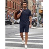 COOFANDY Men’s Cotton Waffle 2 Piece Outfits Casual Short Sleeve Shirts and Shorts Set Summer Jogging Tracksuit Lounge Sets(Blue Purple)