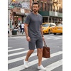 COOFANDY Men’s Cotton Waffle 2 Piece Outfits Casual Short Sleeve Shirts and Shorts Set Summer Jogging Tracksuit Lounge Sets(Dark Gray)