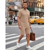 COOFANDY Men’s Cotton Waffle 2 Piece Outfits Casual Short Sleeve Shirts and Shorts Set Summer Jogging Tracksuit Lounge Sets(Khaki)