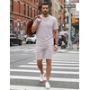 COOFANDY Men’s Cotton Waffle 2 Piece Outfits Casual Short Sleeve Shirts and Shorts Set Summer Jogging Tracksuit Lounge Sets(Light Gray)