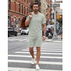 COOFANDY Men’s Cotton Waffle 2 Piece Outfits Casual Short Sleeve Shirts and Shorts Set Summer Jogging Tracksuit Lounge Sets(Light Green)