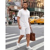 COOFANDY Men’s Cotton Waffle 2 Piece Outfits Casual Short Sleeve Shirts and Shorts Set Summer Jogging Tracksuit Lounge Sets(White)