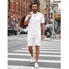 COOFANDY Men’s Cotton Waffle 2 Piece Outfits Casual Short Sleeve Shirts and Shorts Set Summer Jogging Tracksuit Lounge Sets(White)