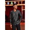 COOFANDY Mens Floral Dress Shirt Long Sleeve Slim Fit Wedding Cocktail Shirts for Men, Black, 3X-Large
