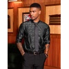 COOFANDY Mens Floral Dress Shirt Long Sleeve Slim Fit Wedding Cocktail Shirts for Men, Black, 3X-Large