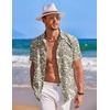 COOFANDY Mens Hawaiian Shirt Short Sleeve Button Down Shirts Tropical Summer Beach Shirts Casual Floral Aloha Shirts(Light Yellow Leaves)