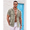 COOFANDY Mens Hawaiian Shirt Short Sleeve Button Down Shirts Tropical Summer Beach Shirts Casual Floral Aloha Shirts(Light Yellow Leaves)