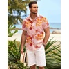 COOFANDY Mens Hawaiian Shirt Short Sleeve Button Down Shirts Tropical Summer Beach Shirts Casual Floral Aloha Shirts(Red & Orange Floral)