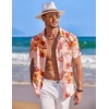 COOFANDY Mens Hawaiian Shirt Short Sleeve Button Down Shirts Tropical Summer Beach Shirts Casual Floral Aloha Shirts(Red & Orange Floral)