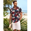 COOFANDY Mens Hawaiian Shirt Short Sleeve Button Down Shirts Tropical Summer Beach Shirts Casual Floral Aloha Shirts(Red & White Floral)