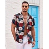 COOFANDY Mens Hawaiian Shirt Short Sleeve Button Down Shirts Tropical Summer Beach Shirts Casual Floral Aloha Shirts(Red & White Floral)