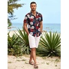 COOFANDY Mens Hawaiian Shirt Short Sleeve Button Down Shirts Tropical Summer Beach Shirts Casual Floral Aloha Shirts(Red & White Floral)