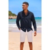 COOFANDY Men’s Shirt Long Sleeve Casual Shirt for Men Beach Wedding Outfit Navy Blue