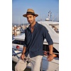 COOFANDY Men’s Shirt Long Sleeve Casual Shirt for Men Beach Wedding Outfit Navy Blue
