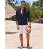COOFANDY Men’s Shirt Long Sleeve Casual Shirt for Men Beach Wedding Outfit Navy Blue