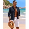 COOFANDY Men’s Shirt Long Sleeve Casual Shirt for Men Beach Wedding Outfit Navy Blue