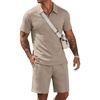 COOFANDY Men Short Sets 2 Piece Outfits Casual Quarter Zip Polo Shorts Sets Textured Summer Outfits Fashion Tracksuit Golf(Moon Gray)