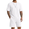 COOFANDY Men’s Cotton Waffle 2 Piece Outfits Casual Short Sleeve Shirts and Shorts Set Summer Jogging Tracksuit Lounge Sets(White)