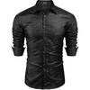 COOFANDY Mens Floral Dress Shirt Long Sleeve Slim Fit Wedding Cocktail Shirts for Men, Black, 3X-Large
