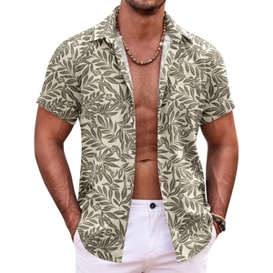 COOFANDY Mens Hawaiian Shirt Short Sleeve Button Down Shirts Tropical Summer Beach Shirts Casual Floral Aloha Shirts(Light Yellow Leaves)