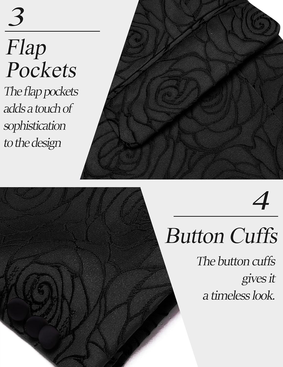 image:imageCOOFANDY Mens Floral Suit Jacket Embroidered Wedding Blazer Party Dinner TuxedoBlackpattern1