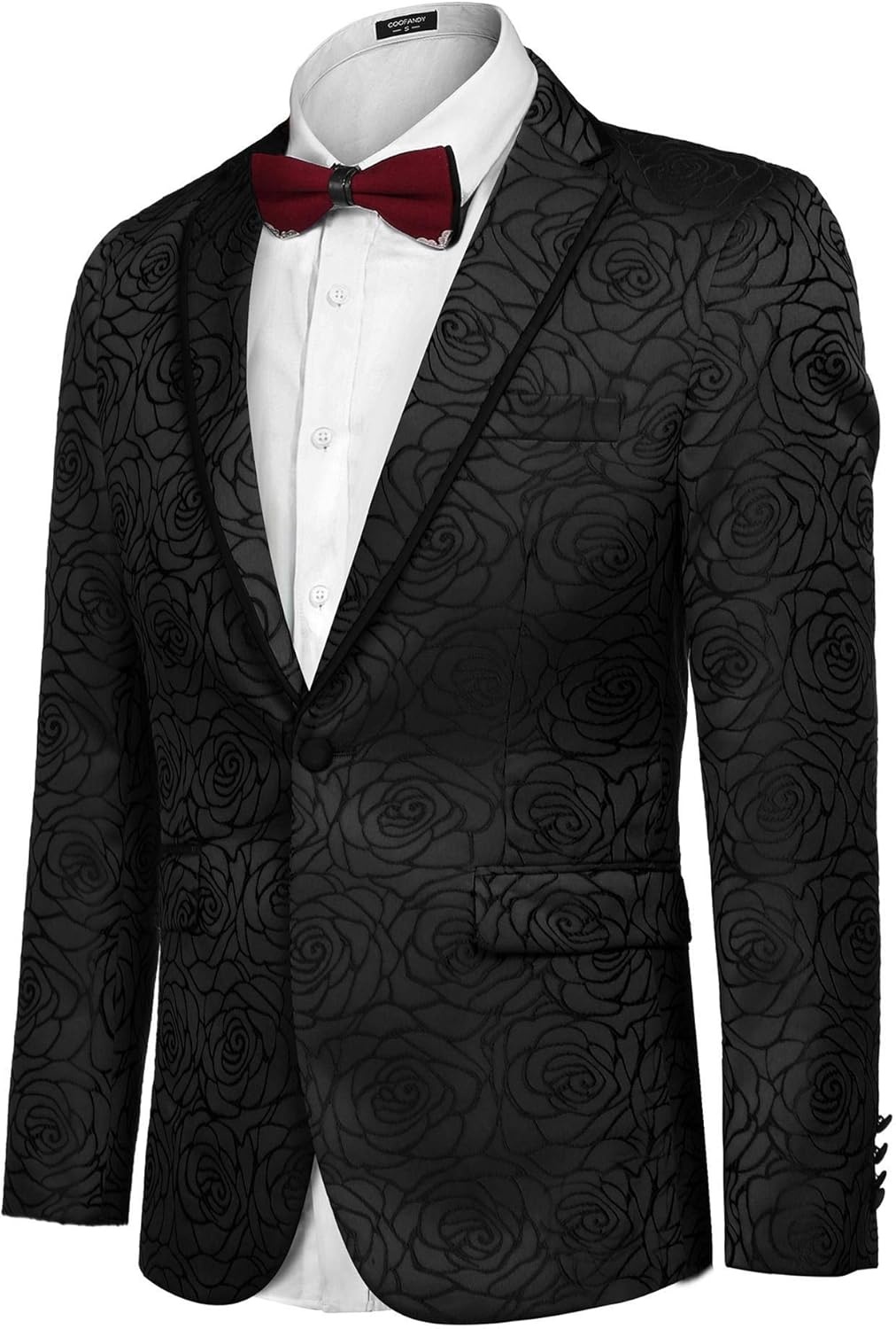image:imageCOOFANDY Mens Floral Suit Jacket Embroidered Wedding Blazer Party Dinner TuxedoBlackpattern1