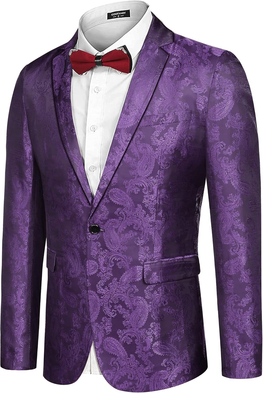 image:imageCOOFANDY Mens Floral Tuxedo Jacket Paisley Notch Lapel Stylish Suit Blazer Jacket for Wedding Dinner Prom Party