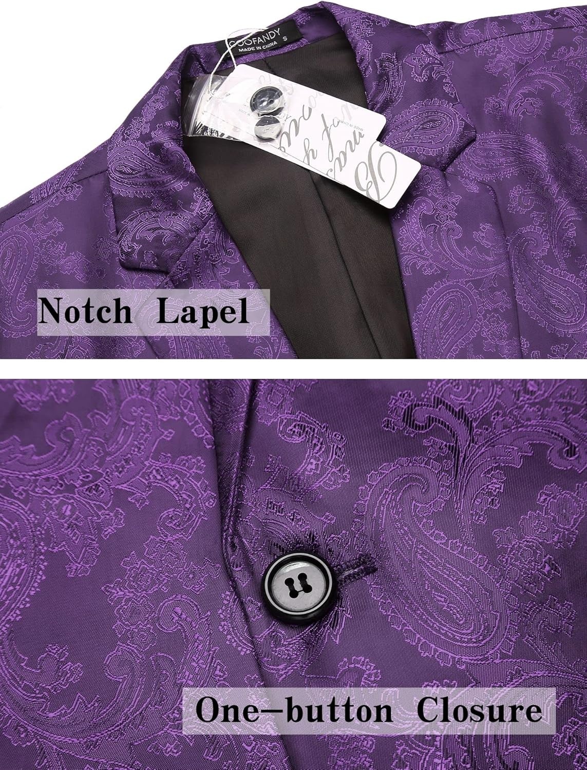 image:imageCOOFANDY Mens Floral Tuxedo Jacket Paisley Notch Lapel Stylish Suit Blazer Jacket for Wedding Dinner Prom Party