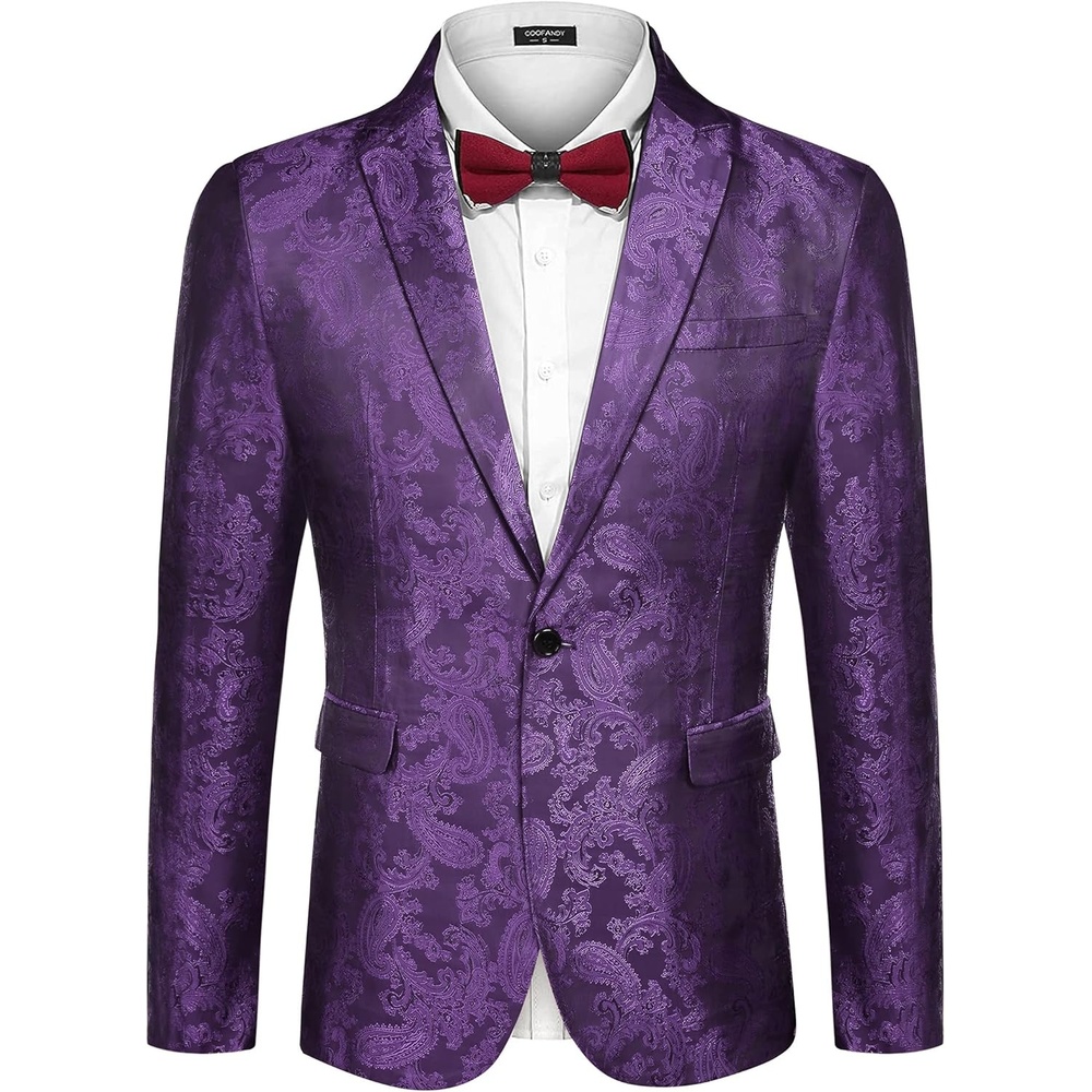 image:imageCOOFANDY Mens Floral Tuxedo Jacket Paisley Notch Lapel Stylish Suit Blazer Jacket for Wedding Dinner Prom Party
