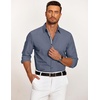 COOFANDY Mens Casual Button Down Shirt Untucked Long Sleeve Stretch Denim Dress Shirt(Dusty Blue)