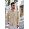 COOFANDY Mens Linen Shirts Long Sleeve Casual Button Down Shirts for Men Summer Beach Wedding Shirt, Khaki, X-Large
