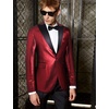 COOFANDY Mens Stylish Classic Dress Suit Solid Red Lapel Blazer Tuxedo Coat, Wine Red, Large