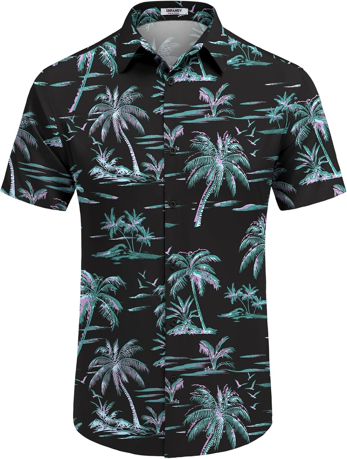 image:imageCOOFANDY Mens Hawaiian Shirt Short Sleeve Button Down Shirts Tropical Floral Summer Beach ShirtsBlack Coconut Tree