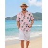 COOFANDY Mens Hawaiian Shirt Short Sleeve Floral Button Down Shirts Tropical Summer Beach Shirts Camp Collar Shirt(Pink-flamingo)