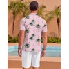 COOFANDY Mens Hawaiian Shirt Short Sleeve Floral Button Down Shirts Tropical Summer Beach Shirts Camp Collar Shirt(Pink-flamingo)