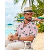 COOFANDY Mens Hawaiian Shirt Short Sleeve Floral Button Down Shirts Tropical Summer Beach Shirts Camp Collar Shirt(Pink-flamingo)