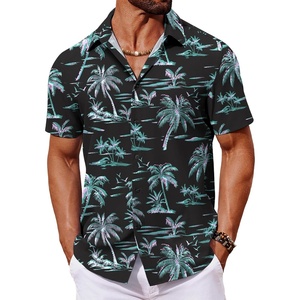 COOFANDY Mens Hawaiian Shirt Short Sleeve Button Down Shirts Tropical Floral Summer Beach Shirts(Black – Coconut Tree)