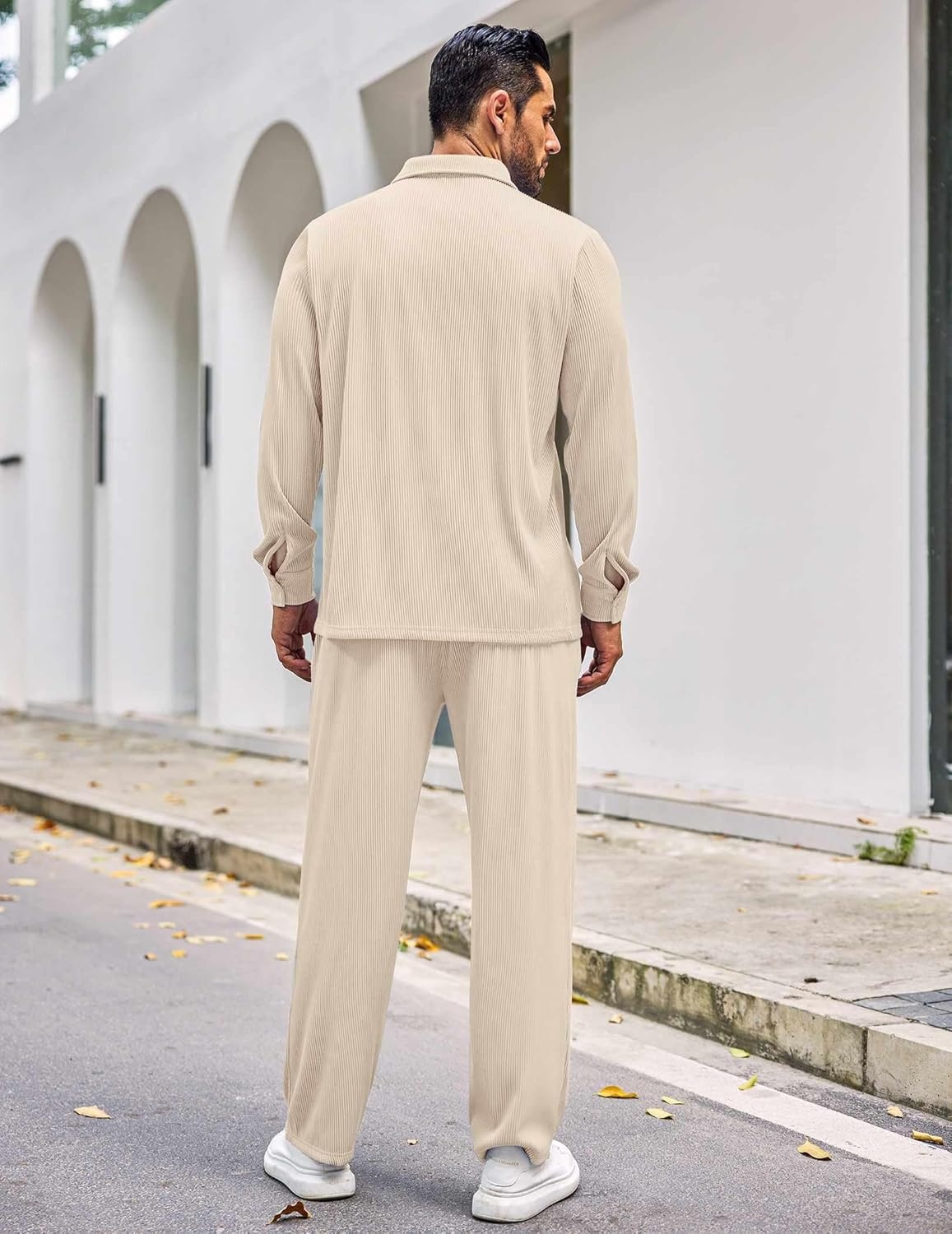 image:imageCOOFANDY Mens 2 Piece Outfits Casual Long Sleeve Button Down Shirt and Pants Sets Loungewear Streetwear Walking Suits
