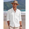 COOFANDY Men Linen Cuban Guayabera Shirts – Long Sleeve Dress & Beach Wedding Shirts