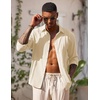 COOFANDY Men’s Beach Wedding Shirt Casual Long Sleeve Linen Shirts Lightweight Summer Button Up Shirts Beige