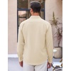 COOFANDY Men’s Beach Wedding Shirt Casual Long Sleeve Linen Shirts Lightweight Summer Button Up Shirts Beige