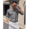 COOFANDY Men’s Long Sleeve Oxford Dress Shirts Button Down Shirt Casual Band Collar Shirts(Dark Grey)