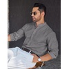 COOFANDY Men’s Long Sleeve Oxford Dress Shirts Button Down Shirt Casual Band Collar Shirts(Dark Grey)