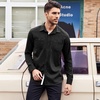 COOFANDY Mens Shirt Slim Fit Dress Solid Button Down Work Business with Pockets, 01-Black, Large, Long Sleeve