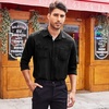 COOFANDY Mens Shirt Slim Fit Dress Solid Button Down Work Business with Pockets, 01-Black, Large, Long Sleeve