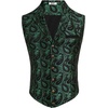 COOFANDY Men’s Suit Vest Paisley Floral Victorian Vests Gothic Steampunk Formal Waistcoat Tuxedo Vests with Notched Lapels(Green Paisley)