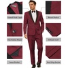 COOFANDY Men’s Wedding Suits 2 Piece Tuxedo Jacket One Button Peak Lapel Suit Jacket Dress Pants for Dinner,Prom,Party Wine Red