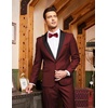 COOFANDY Men’s Wedding Suits 2 Piece Tuxedo Jacket One Button Peak Lapel Suit Jacket Dress Pants for Dinner,Prom,Party Wine Red