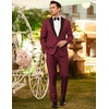 COOFANDY Men’s Wedding Suits 2 Piece Tuxedo Jacket One Button Peak Lapel Suit Jacket Dress Pants for Dinner,Prom,Party Wine Red